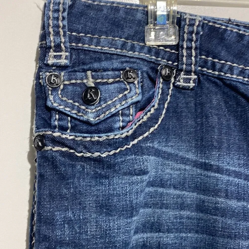 Rock and Roll Cowgirl Women's Blue‎ Embellished Low Rise Jeans Size 33X34